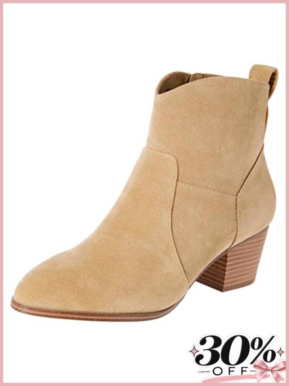 Western Ankle Boots with Stacked Block Heel, Memory Foam Insole, Non Slip Sole,